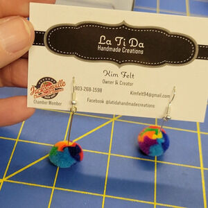 Fuzz Tie Dyed Ball Earrings 1/4"